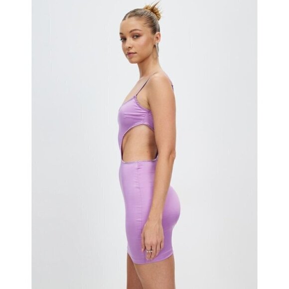 OW Collection Elisha Cut out Dress in Purple Medium New Womens Crystals - Picture 14 of 15
